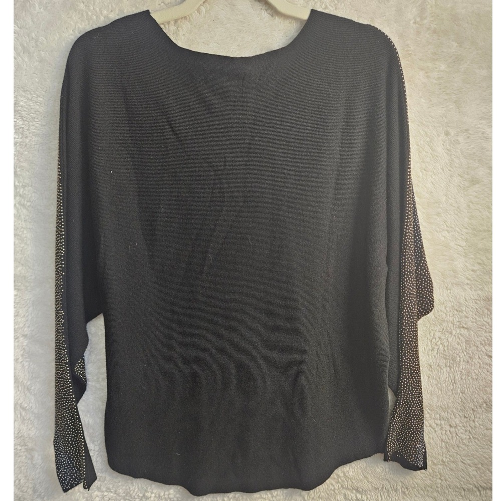 Y2k Black Sequin Ombre Dolman Sleeve Sweater Top L Retro #533 - Picture 2 of 9